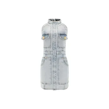 BALMAIN Sleeveless Dresses Women's Blue