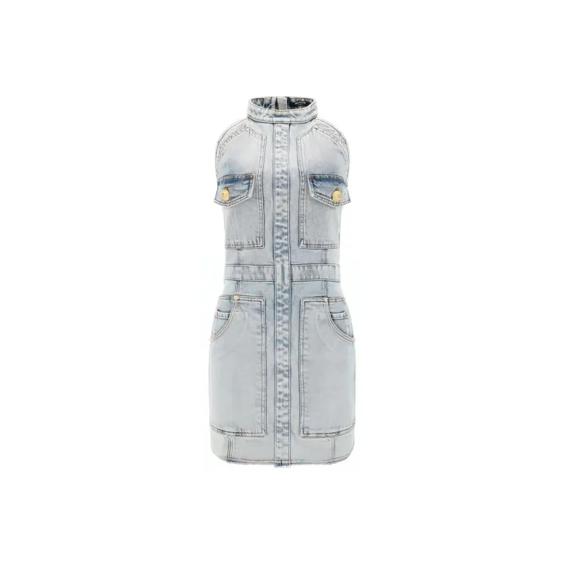 BALMAIN Sleeveless Dresses Women's Blue-0
