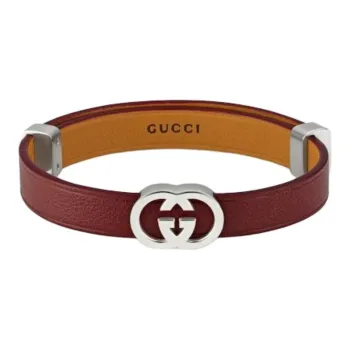 GUCCI Sterling Silver Wristbands Unisex Red