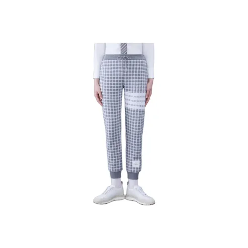 THOM BROWNE· Check Jacquard 4-Bar Sweatpants Knitted Sports Pants Women's Gray