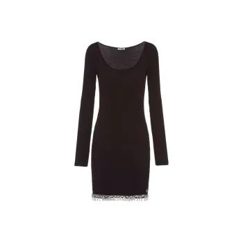 MIU MIU SS22 Long Sleeved Dress Women's Black