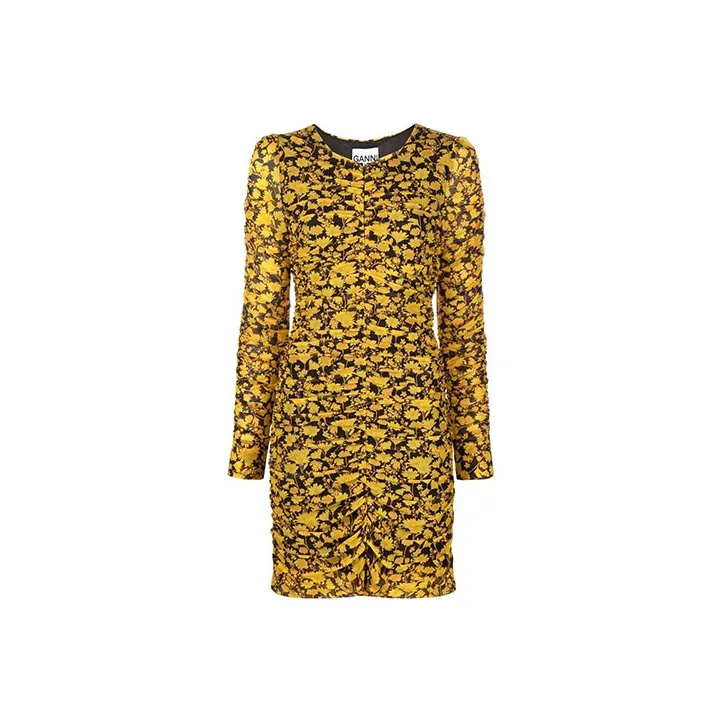 GANNI Long-Sleeved Dresses Women's Yellow-0