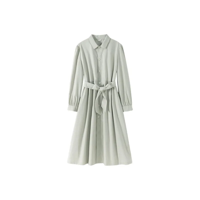 Hacikis Long Sleeved Dresses Women's Bamboo Leaf Rice-0