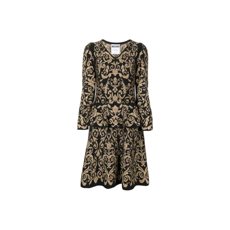 MOSCHINO Long-Sleeved Dresses Women's Black Yellow-0