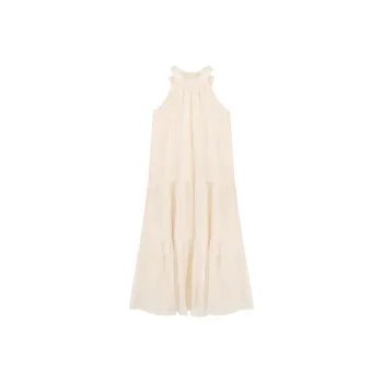 OYANXI Sleeveless Dresses Women's Apricot