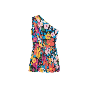 SAINT LAURENT Floral Printed One-Shoulder Midi Dress