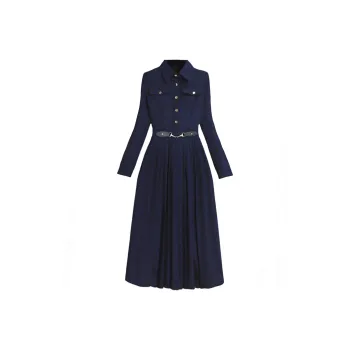 Wbwq Long Sleeved Dresses Women's Navy Blue