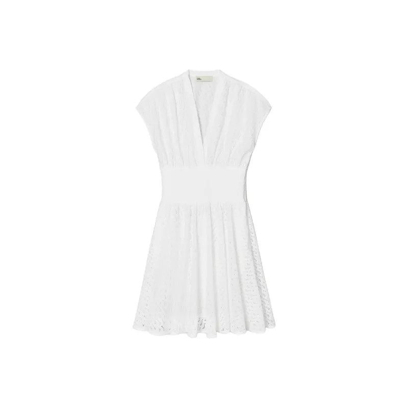 TORY BURCH Short Sleeved Dress Women's White-0