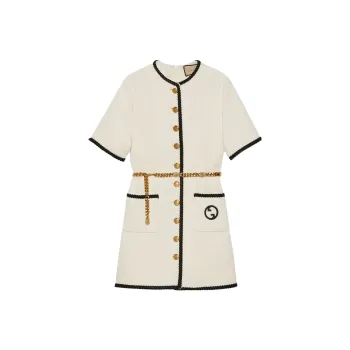 GUCCI SS23 Short Sleeved Dress Women's Beige