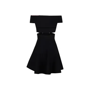 Alexander McQueen Off Shoulder Flared Dress