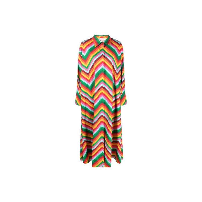 Valentino SS22 Long Sleeved Dress Women's Orange-0
