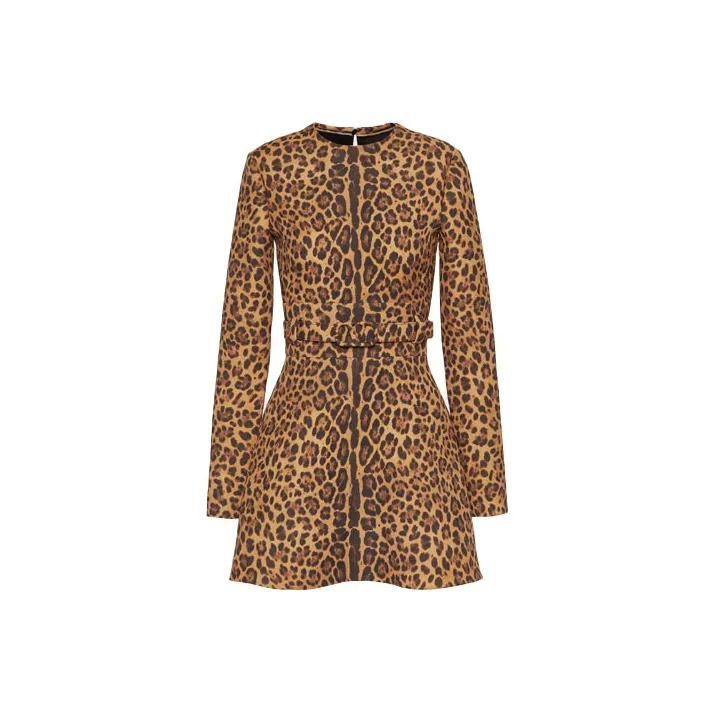 Valentino Long-Sleeved Dresses Women's Leopard Print-0