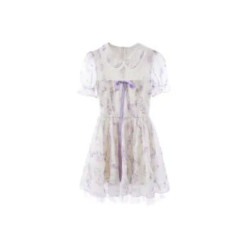 Blovelan Short Sleeved Dress Women's Blended Purple