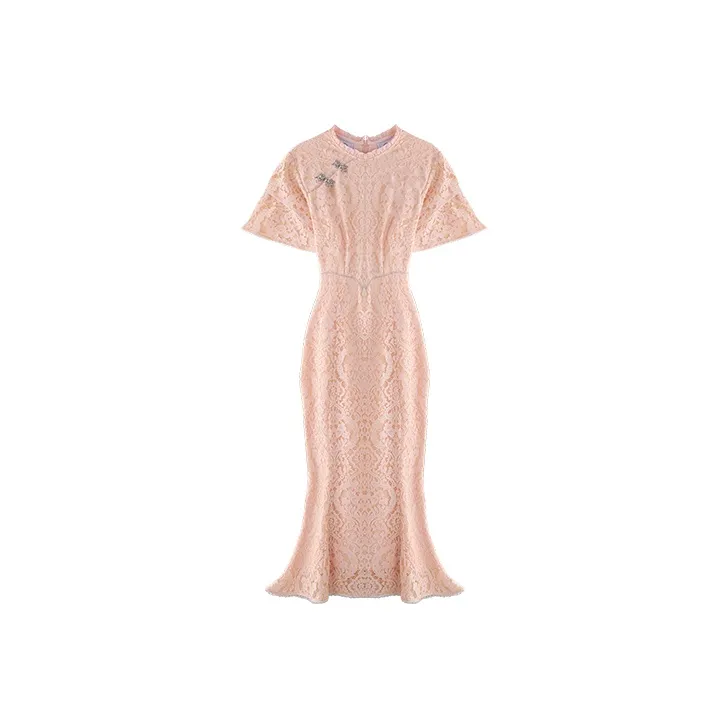JINYE ORIENTAL Fishtail Dress Dress Coral Pink-0
