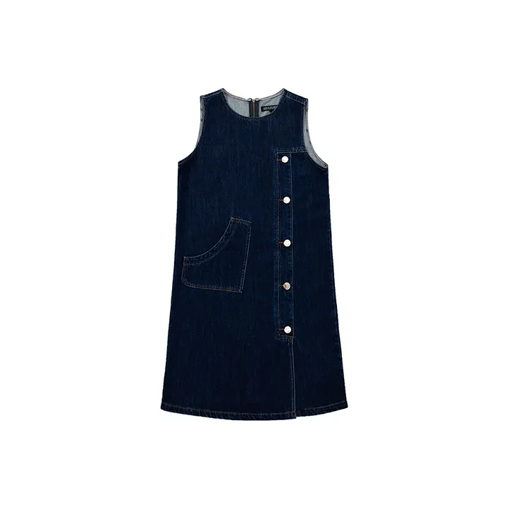 SOON FLOWER Sleeveless Dress Fall Women's Navy Blue-0
