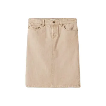 MIU MIU Denim Long Skirt Women's Beige Yellow