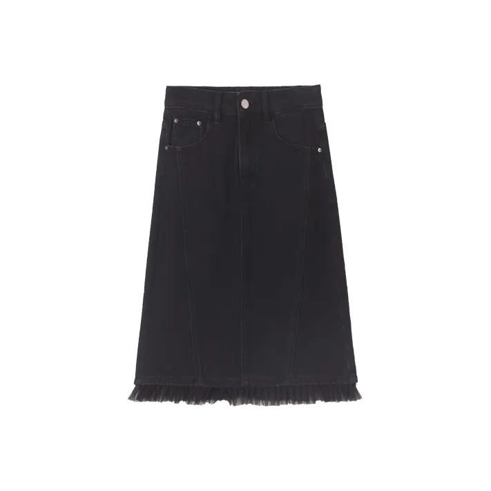 HIPPIEMISS Denim Long Skirts Women's Black-0