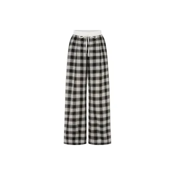 MOCO Casual Pants Women's Black White Plaid