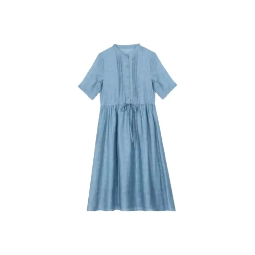 Mapping Short-Sleeved Dresses Women's Blue