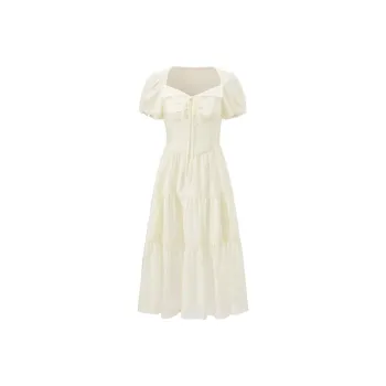LEDIN Short Sleeved Dresses Women's Beige Yellow