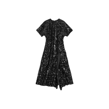 GANNI Sequin Embellished Velvet Maxi Dress