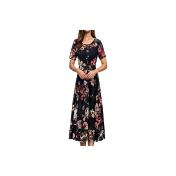 Mapping Short-Sleeved Dresses Women's Black