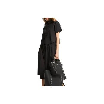 MICHAEL KORS Stretch Organic Poplin Handkerchief Midi Skirt Short-Sleeved Dresses Women's Black