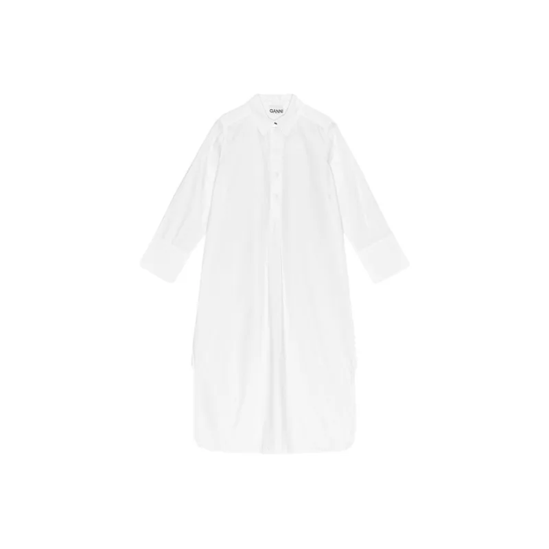 GANNI Poplin Oversized Midi Shirt Dress-0