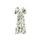 White Base Green Floral