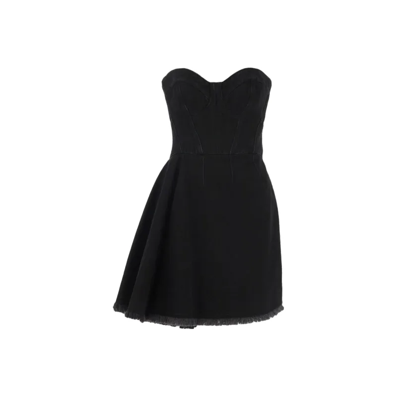 Alexander McQueen Frayed Edge Denim Mini Dress-0