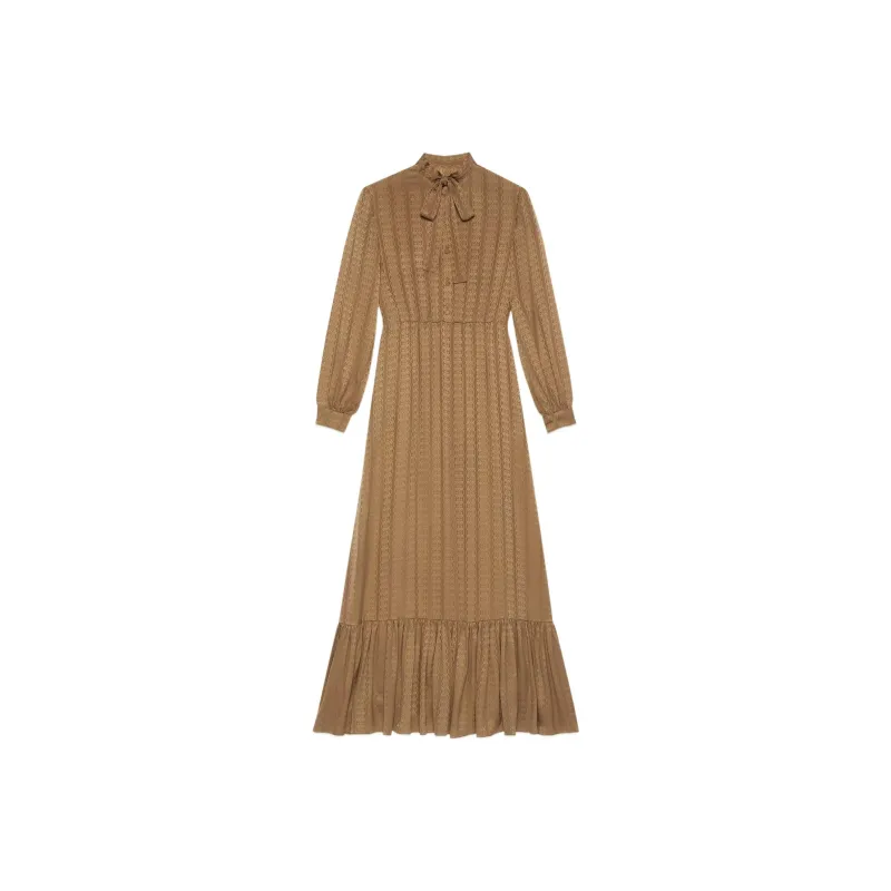 GUCCI GG-Jacquard Silk Maxi Dress-0