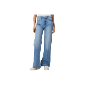 PAIGE Leenah High-Waist Logo Patch Wide-Leg Jeans