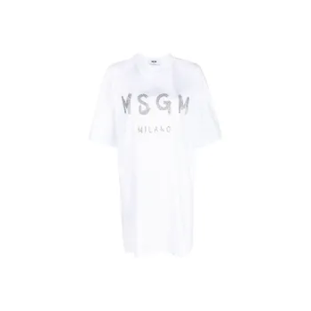 MSGM Logo Print T shirt Dress