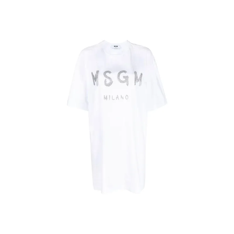 MSGM Logo Print T shirt Dress-0