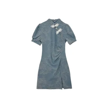 Icicofficial Short-Sleeved Dresses Women's Light Blue