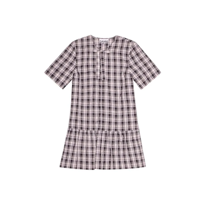 GANNI SS24 Short Sleeved Dress Women's Light Purple-0