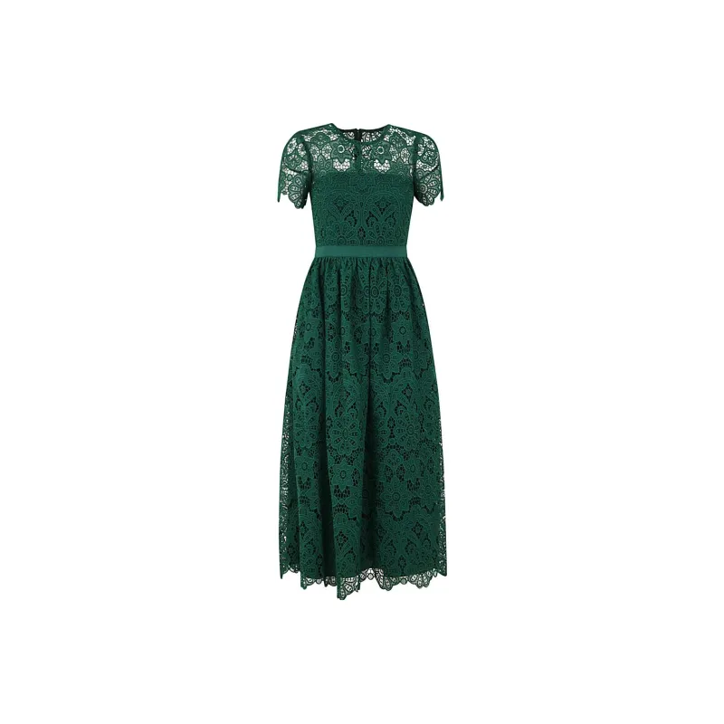 Self-portrait Lace-pattern Midi Dress-0