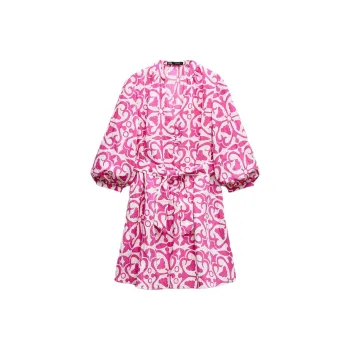 ZARA Long Sleeved Dresses Women's White/Pink