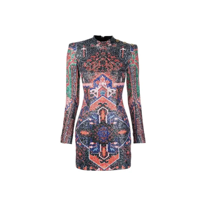 BALMAIN Sequinned Button detail Minidress-0