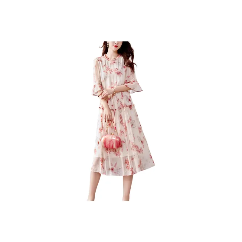 Yi Mengyuan Silk Long Sleeved Dress Women's-0