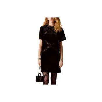 CHANEL Short-Sleeved Dresses Women's Black