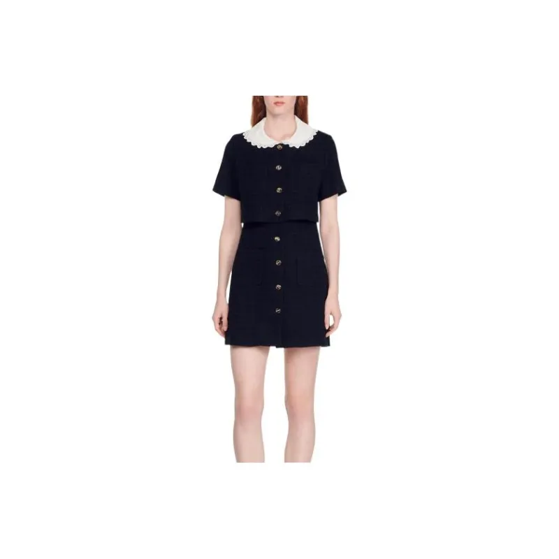 Sandro Buttoned Mini Dress-0