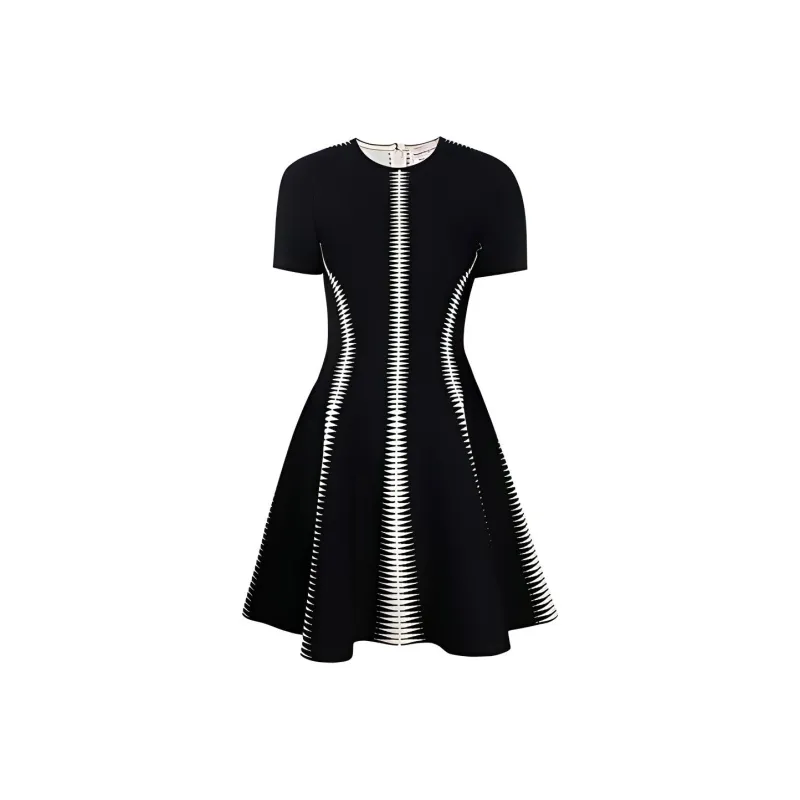 Alexander McQueen Short Sleeved Dresses Women's Black-0