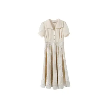 YUMOMO STAR Short Sleeved Dresses Women's Gold And Silver Thread