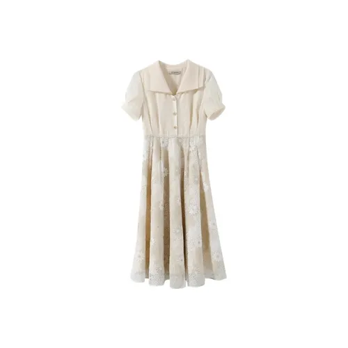YUMOMO STAR Short Sleeved Dresses Women's Gold Thread And Silver Thread