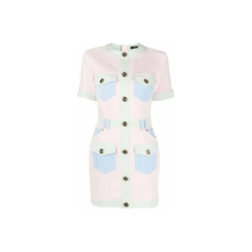 BALMAIN Short Sleeved Dresses Women's Pink