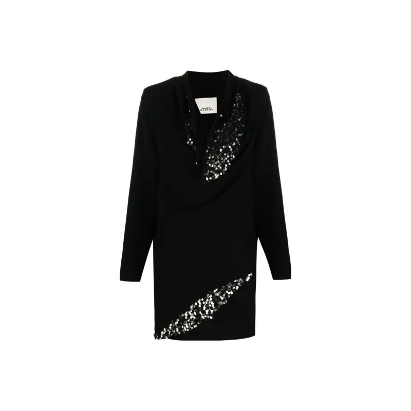 ISABEL MARANT Lazeli Embellished V Neck Mini Dress-0