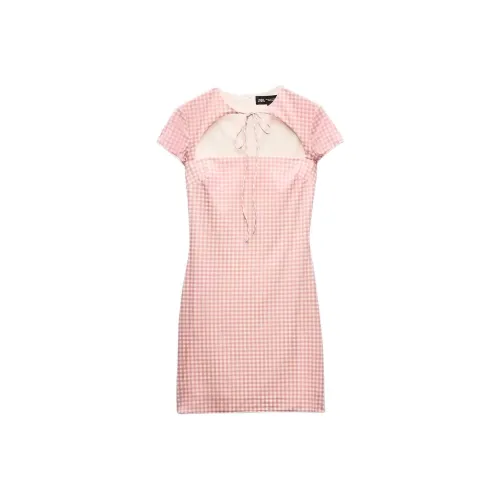 ZARA Short Sleeved Dresses Women's Pink/White