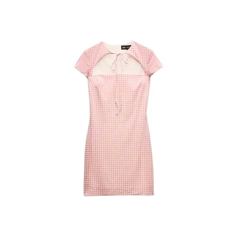 ZARA Short Sleeved Dresses Women's Pink/White-0