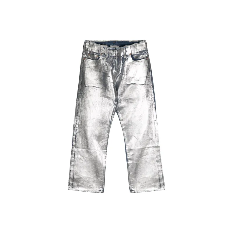 Doublet Silver Foil coated Jeans-0
